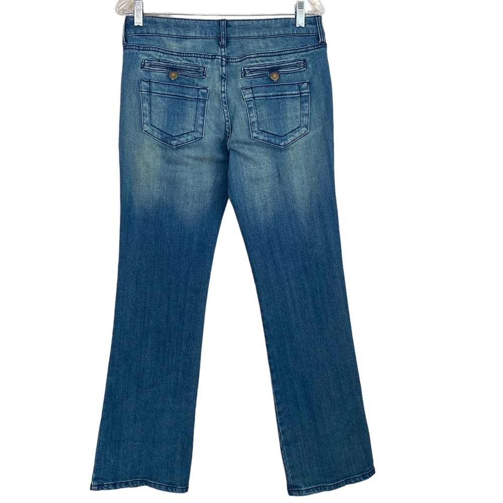 Ruff Hewn Light to Medium Wash Distressed & Whiskered Flare Jeans Size 4 - Picture 3 of 7